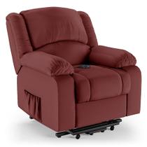 Poltrona do Papai Reclinável Melim Elevação Lift Elétrico PU Vermelho FH1 - D'Rossi
