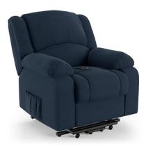 Poltrona do Papai Reclinável Melim Elevação Lift Elétrico Veludo Azul FH1 - D'Rossi Poltrona do Papai Reclinável Melim Elevação Lift Elétrico Veludo Azul FH1 - D'Rossi