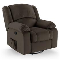 Poltrona do Papai Reclinável Melim Glider Giratória Massagem PU Marrom FH1 - D'Rossi