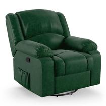 Poltrona do Papai Reclinável Melim Glider Giratória Massagem PU Verde Musgo FH1 - D'Rossi Poltrona do Papai Reclinável Melim Glider Giratória Massagem PU Verde Musgo FH1 - D'Rossi