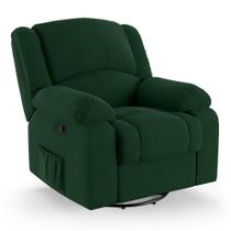 Poltrona do Papai Reclinável Melim Glider Giratória Massagem Veludo Verde FH1 - D'Rossi Poltrona do Papai Reclinável Melim Glider Giratória Massagem Veludo Verde FH1 - D'Rossi