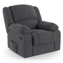 Poltrona do Papai Reclinável Melim Power Elétrica Massagem Veludo Cinza FH1 - D'Rossi