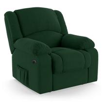Poltrona do Papai Reclinável Melim Power Elétrica Massagem Veludo Verde FH1 - D'Rossi