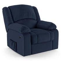 Poltrona Do Papai Reclinável Melim Power Elétrica Pu Azul Fh1 - D'rossi Poltrona Do Papai Reclinável Melim Power Elétrica Pu Azul Fh1 - D'rossi