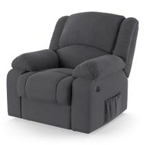 Poltrona do Papai Reclinável Melim Power Elétrica USB Veludo Cinza FH1 - D'Rossi