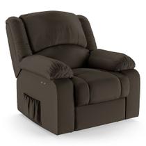 Poltrona do Papai Reclinável Melim Power Touch Massagem PU Marrom FH1 - D'Rossi