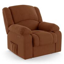 Poltrona Do Papai Reclinável Melim Power Touch Massagem Veludo Terracota Fh1 - D'rossi Poltrona Do Papai Reclinável Melim Power Touch Massagem Veludo Terracota Fh1 - D'rossi