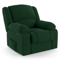 Poltrona do Papai Reclinável Melim Power Touch Massagem Veludo Verde FH1 - D'Rossi