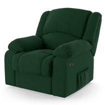 Poltrona do Papai Reclinável Melim Power Touch USB Veludo Verde FH1 - D'Rossi Poltrona do Papai Reclinável Melim Power Touch USB Veludo Verde FH1 - D'Rossi