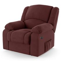 Poltrona do Papai Reclinável Melim Power Touch USB Veludo Vinho FH1 - D'Rossi Poltrona do Papai Reclinável Melim Power Touch USB Veludo Vinho FH1 - D'Rossi