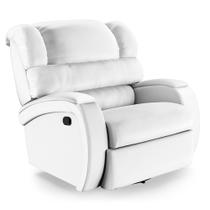 Poltrona do Papai Reclinável Napoli Glider Giratória Massagem PU Branco FH1 - D'Rossi