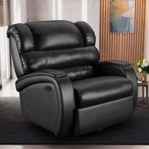 Poltrona do Papai Reclinável Napoli Glider Giratória PU Preto Brilho FH1 - D'Rossi