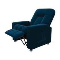 Poltrona do Papai Reclinável Pequim Veludo Azul Marinho G23 - Gran Belo