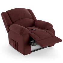 Poltrona do Papai Reclinável Pietra Controle Power Elétrico FH9 Veludo Vinho - Mpozenato Poltrona do Papai Reclinável Pietra Controle Power Elétrico FH9 Veludo Vinho - Mpozenato