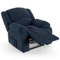 Poltrona do Papai Reclinável Pietra Controle Power Elétrico USB FH9 Veludo Azul - Mpozenato Poltrona do Papai Reclinável Pietra Controle Power Elétrico USB FH9 Veludo Azul - Mpozenato