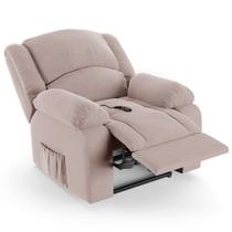 Poltrona do Papai Reclinável Pietra Controle Power Elétrico USB FH9 Veludo Rosê - Mpozenato Poltrona do Papai Reclinável Pietra Controle Power Elétrico USB FH9 Veludo Rosê - Mpozenato