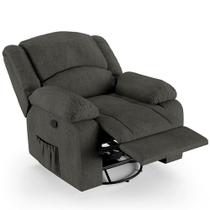 Poltrona do Papai Reclinável Pietra Glider Giratória FH9 Linho Grafite - Mpozenato Poltrona do Papai Reclinável Pietra Glider Giratória FH9 Linho Grafite - Mpozenato