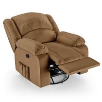 Poltrona do Papai Reclinável Pietra Glider Giratória USB FH9 PU Caramelo - Mpozenato