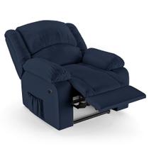 Poltrona do Papai Reclinável Pietra Power Elétrica Massagem FH9 PU Azul - Mpozenato