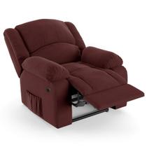 Poltrona do Papai Reclinável Pietra Power Elétrica Massagem FH9 Veludo Vinho - Mpozenato