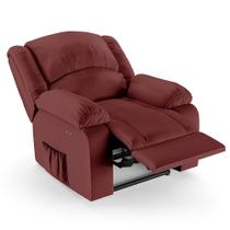 Poltrona do Papai Reclinável Pietra Power Touch Massagem FH9 PU Vermelho - Mpozenato