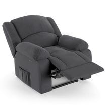 Poltrona do Papai Reclinável Pietra Power Touch Massagem FH9 Veludo Cinza - Mpozenato