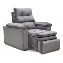 Poltrona do Papai Reclinável Retrátil Bonari Linho Cinza - Loja Sheep