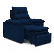 Poltrona do Papai Reclinável Retrátil Bonari Veludo Azul Marinho - Loja Sheep