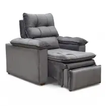 Poltrona do Papai Reclinável Retrátil Bonari Veludo Cinza Grafite - Loja Sheep