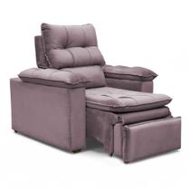 Poltrona do Papai Reclinável Retrátil Bonari Veludo Rosê - Loja Sheep