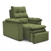 Poltrona do Papai Reclinável Retrátil Bonari Veludo Verde Musgo - Loja Sheep