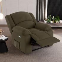 Poltrona do Papai Reclinável Sala de Cinema Barcelona Elétrica Touch USB Veludo Capuccino G23