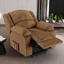 Poltrona do Papai Reclinável Sala de Cinema Barcelona Elevação Lift Elétrico PU Caramelo G23