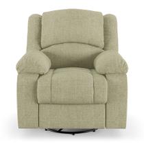 Poltrona do Papai Reclinável Sala de Cinema Barcelona Glider Manual Giratória Massagem USB Linho Bege G23