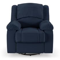 Poltrona do Papai Reclinável Sala de Cinema Barcelona Glider Manual Giratória Massagem USB PU Azul G23