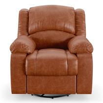 Poltrona do Papai Reclinável Sala de Cinema Barcelona Glider Manual Giratória Massagem USB PU Caramelo Brilho G23