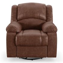 Poltrona do Papai Reclinável Sala de Cinema Barcelona Glider Manual Giratória Massagem USB PU Marrom Brilho G23