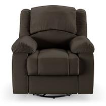 Poltrona do Papai Reclinável Sala de Cinema Barcelona Glider Manual Giratória Massagem USB PU Marrom G23