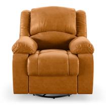 Poltrona do Papai Reclinável Sala de Cinema Barcelona Glider Manual Giratória Massagem USB PU Whisky G23