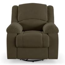 Poltrona do Papai Reclinável Sala de Cinema Barcelona Glider Manual Giratória Massagem USB Veludo Capuccino G23