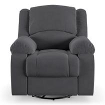 Poltrona do Papai Reclinável Sala de Cinema Barcelona Glider Manual Giratória Massagem USB Veludo Cinza Grafite G23
