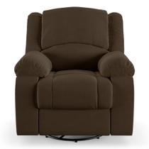 Poltrona do Papai Reclinável Sala de Cinema Barcelona Glider Manual Giratória Massagem USB Veludo Marrom G23