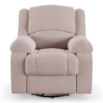 Poltrona do Papai Reclinável Sala de Cinema Barcelona Glider Manual Giratória Massagem USB Veludo Rosê G23
