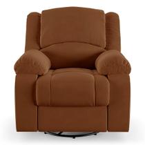 Poltrona do Papai Reclinável Sala de Cinema Barcelona Glider Manual Giratória Massagem USB Veludo Terracota G23