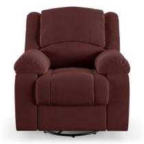 Poltrona do Papai Reclinável Sala de Cinema Barcelona Glider Manual Giratória Massagem USB Veludo Vinho G23