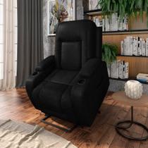Poltrona do Papai Reclinável Sala de Cinema Crihs Elétrica Lift Elevação PU Preto Brilho G23 - Gran Belo Poltrona do Papai Reclinável Sala de Cinema Crihs Elétrica Lift Elevação PU Preto Brilho G23 - Gran Belo