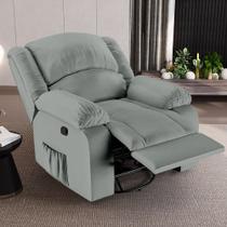 Poltrona do Papai Reclinável Sala de Cinema Madrid Glider Manual Giratória PU Cinza G23