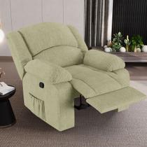 Poltrona do Papai Reclinável Sala de Cinema Madrid Manual Linho Bege G23 - Gran Belo