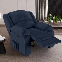 Poltrona do Papai Reclinável Sala de Cinema Madrid Manual PU Azul G23