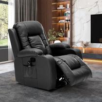 Poltrona do Papai Reclinável Sala de Cinema Massagem Balanço Giratória Austin PU Preto G31 - Gran Belo